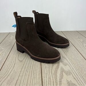 Aqua College Demi Pull-On Waterproof Chelsea Booties 11M Java Brown Suede $169